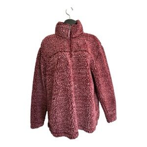Cozy Sherpa Zip-Up Jacket in Dusty Rose Size M
